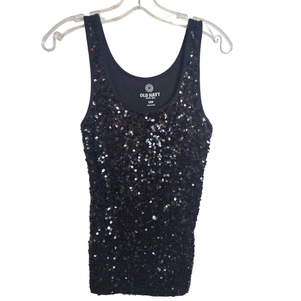 Old Navy Black Sequin Tank, Small